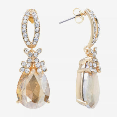 Sparkle Allure Crystal 24K Gold Over Brass Drop Earrings