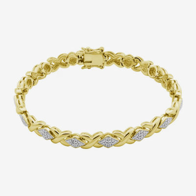 Diamond Accent 14K Gold Over Brass 7.25 Inch Link Round Tennis Bracelet