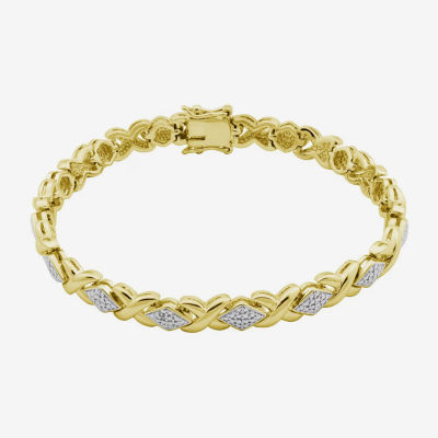 Silver Reflections Diamond Accent 14K Gold Over Brass 7.25 Inch Link Round Tennis Bracelet