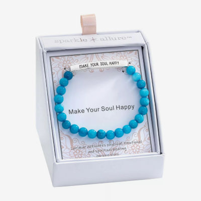 Sparkle Allure Empowerment Larimar Pure Silver Over Brass Bar Beaded Bracelet