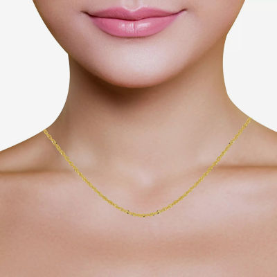 Made in Italy 18K Gold 20 Inch Solid Singapore Chain Necklace