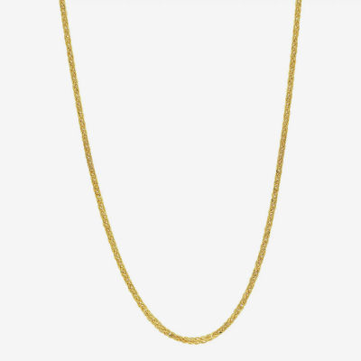 18K Gold 20 Inch Solid Wheat Chain Necklace