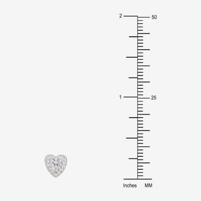 White Crystal 14K Gold 8.5mm Heart Stud Earrings