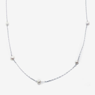Silver Reflections Cultured Freshwater Pearl Pure Silver Over Brass 48 Inch Chain Necklace