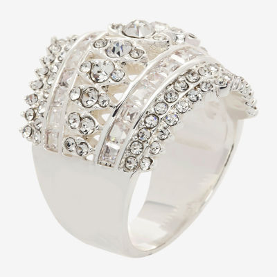 Sparkle Allure Cubic Zirconia Pure Silver Over Brass Cocktail Ring