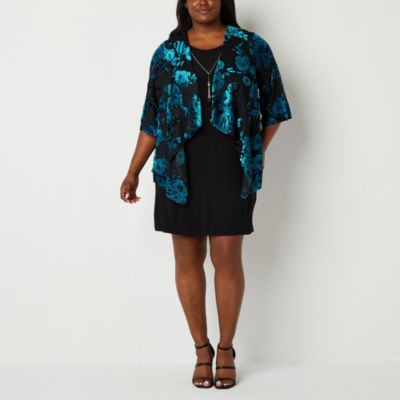 Studio 1 Plus FauxJacket Dress With Removable Necklace, Color Black