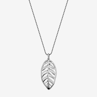 Leaf Womens Sterling Silver Pendant Necklace
