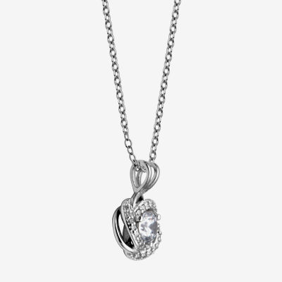 Womens 5/8 CT. T.W. Cubic Zirconia Platinum Over Silver Knot Pendant Necklace