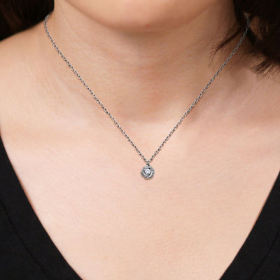 Womens 5/8 CT. T.W. Cubic Zirconia Platinum Over Silver Knot Pendant Necklace