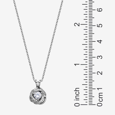 Womens 5/8 CT. T.W. Cubic Zirconia Platinum Over Silver Knot Pendant Necklace