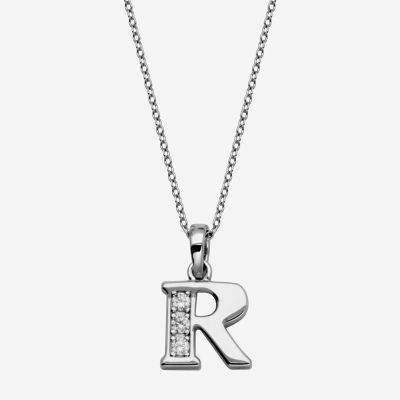 Womens Cubic Zirconia Sterling Silver Round Pendant Necklaces