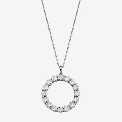 Womens 4 1/2 CT. T.W. Cubic Zirconia Sterling Silver Circle Round Pendant Necklace