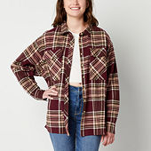 Mad Engine Juniors Bronco Plaid Shacket Womens Long Sleeve Oversized Button-Down Shirt | Blue | Juniors Medium | Shirts + Tops Button-Front Shirts