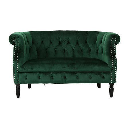 Milani Track-Arm Upholstered Loveseat, One Size, Green