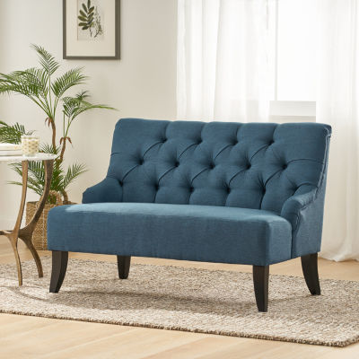 Nicole Curved Slope-Arm Upholstered Loveseat