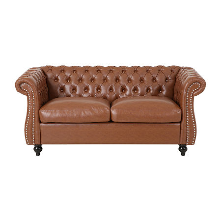 Silverdale Roll-Arm Upholstered Loveseat, One Size, Brown