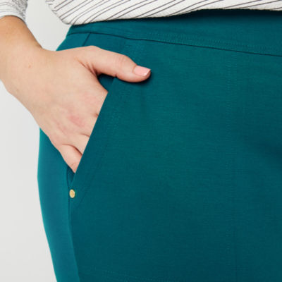 Liz Claiborne-Plus Womens Mid Rise Straight Pull-On Pants
