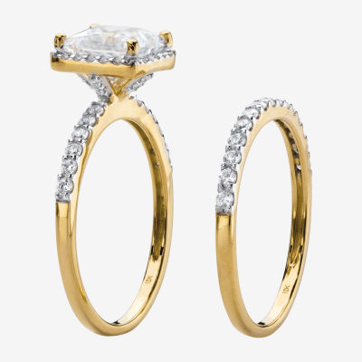 DiamonArt® Womens CT. T.W. White Cubic Zirconia 10K Gold Square Bridal Set