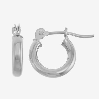 14K White Gold 10mm Hoop Earrings