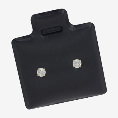 White Cubic Zirconia 14K Gold 7mm Stud Earrings