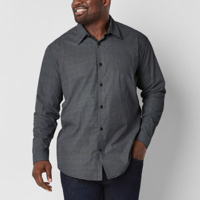 Shaquille O'Neal XLG Easycare Big and Tall Mens Regular Fit Long Sleeve Button-Down Shirt