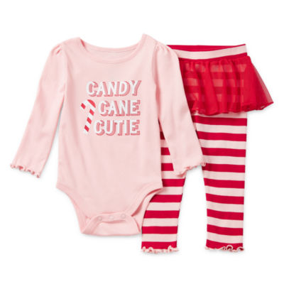 Okie Dokie Baby Girls 2pc. Bodysuit Set, Color Crystal Rose JCPenney