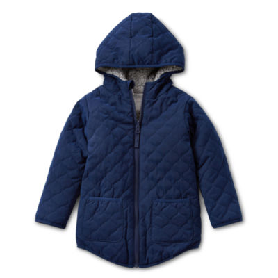 Okie Dokie Toddler Boys Hooded Reversible Midweight Quilted Jacket