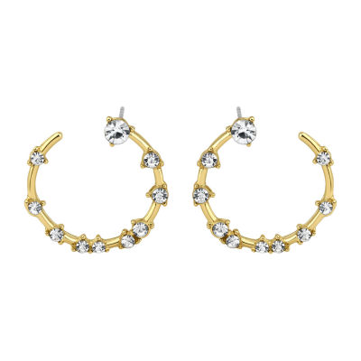 Bijoux Bar Delicates Gold Tone Glass Circle Hoop Earrings