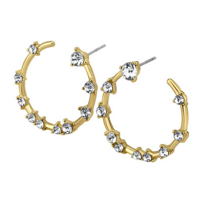 Bijoux Bar Delicates Gold Tone Womens Glass 25mm Circle Hoop Earrings