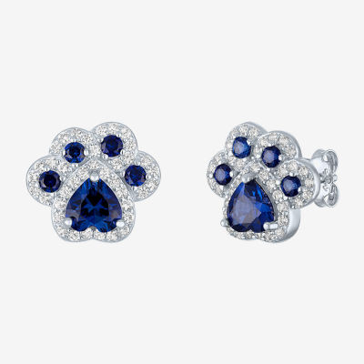 Lab Created Sapphire Sterling Silver 4mm Stud Earrings