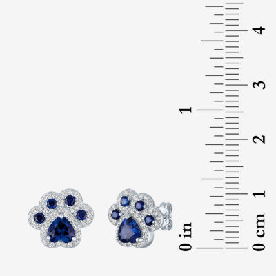 Lab Created Sapphire Sterling Silver 4mm Stud Earrings