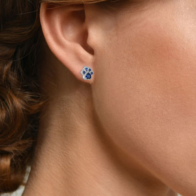 Lab Created Sapphire Sterling Silver 4mm Stud Earrings