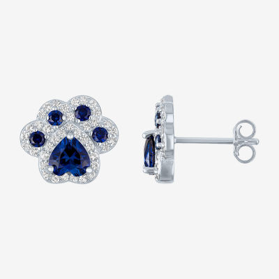 Lab Created Sapphire Sterling Silver 4mm Stud Earrings