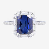 Womens Gemstone14K Gold Over Silver Halo Side Stone Cocktail Ring
