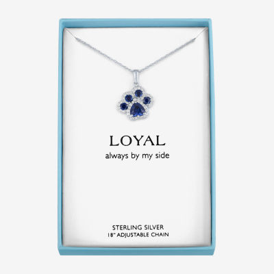 Womens Lab Created Blue Sapphire Sterling Silver 16 Inch Pendant Necklace