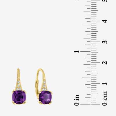 Gemstone 14K Gold Over Silver Cushion Drop Earrings