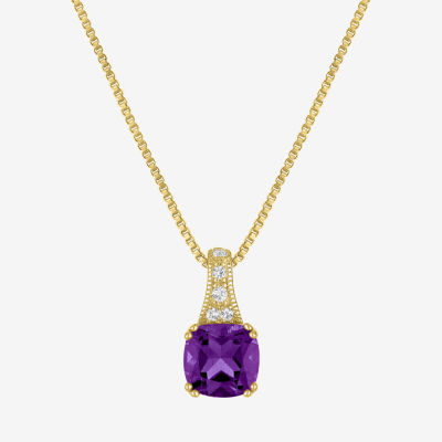 Gemstone 14K Gold Over Silver Cushion Pendant Necklace