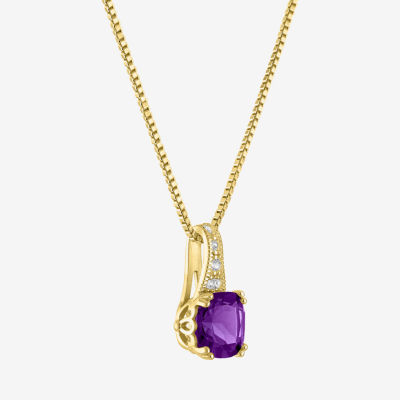 Gemstone 14K Gold Over Silver Cushion Pendant Necklace