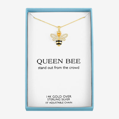 Bumble Bee Womens Genuine Yellow Citrine 14K Gold Over Silver Pendant Necklace