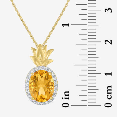 Pineapple Womens Lab Created Yellow Citrine 14K Gold Over Silver 16 Inch Pendant Necklace