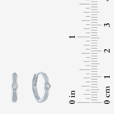 (G-H / I1-I2) Diamond Accent Lab Grown White Diamond Accent 10K White Gold Hoop Earrings