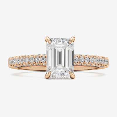 F / Si2) Womens 2 CT. T.W. Lab Grown White Diamond 10K Rose Gold Side Stone Engagement Ring