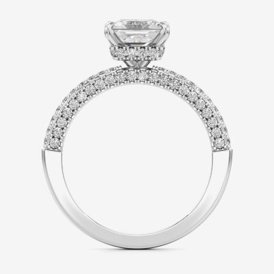 (F / Si2) Womens 2 CT. T.W. Lab Grown White Diamond 10K White Gold Side Stone Engagement Ring