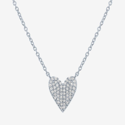 Diamond Addiction (G-H / Si2-I1) Womens 1/6 CT. T.W. Lab Grown White Diamond Sterling Silver Heart Pendant Necklace