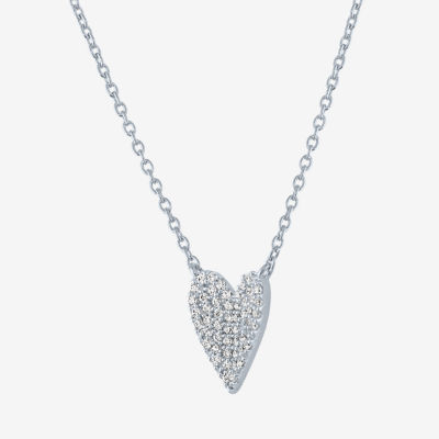 Diamond Addiction (G-H / Si2-I1) Womens 1/6 CT. T.W. Lab Grown White Diamond Sterling Silver Heart Pendant Necklace