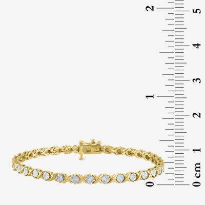 (G-H / I1-I2) 1/10 CT. T.W. Lab Grown White Diamond 14K Gold Over Silver Round 7.25 Inch Tennis Bracelet