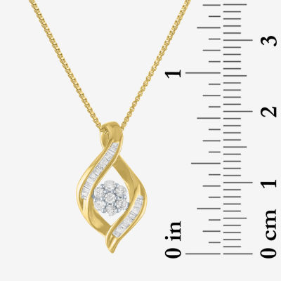 Diamond Blossom Womens 1/5 CT. T.W. Natural White Diamond 14K Gold Over Silver Flower Pendant Necklace