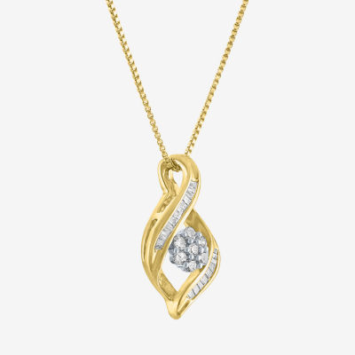 Diamond Blossom 1/5 CT.T.W. Natural Cluster Sterling SIlver Swirl Pendant Necklace