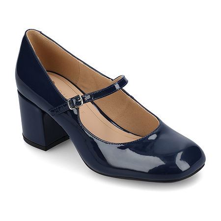 Journee Collection Okenna Womens Square Block Heel Pumps, 9 Medium, Blue