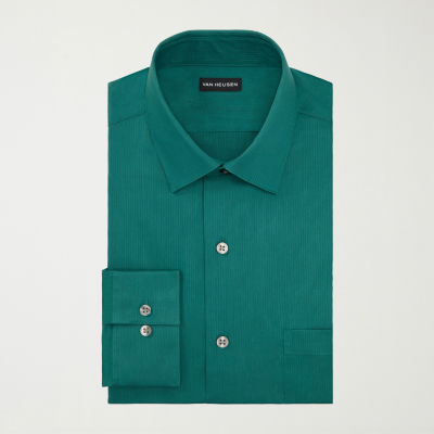 Van Heusen Everyday Defense Stain Shield Fitted Mens Modern Fit Stretch Fabric Wrinkle Free Long Sleeve Dress Shirt
